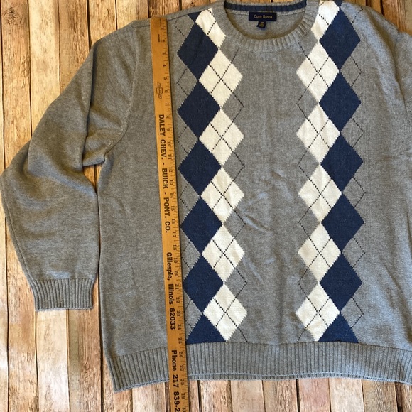 Club Room XXL Men’s Pullover Sweater 100% Cotton in gray, blue & white - Picture 3 of 6